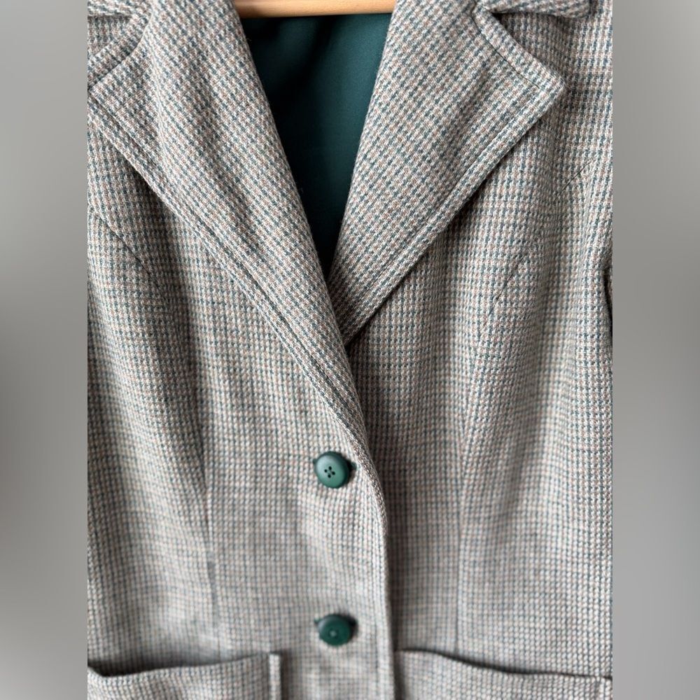 Vintage Blazer and Reversible Vest Set Green Textured Weave - Picture 6 of 15